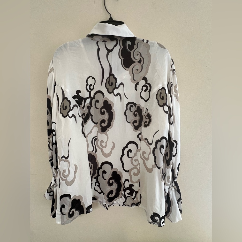 Natori Black and White Graphic Button Down Shirt - Picture 6 of 10